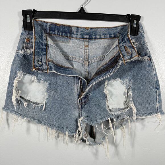 Vintage Levi’s Orange Tab Shorts 28 90s Distressed High Rise Denim Cutoffs - Picture 4 of 6